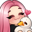 Shamely hugging a goose