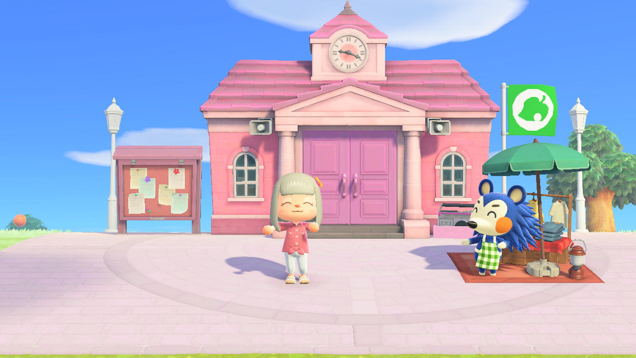 A screenshot of Flamingoose - my Barbie island - showing the resident service in pink