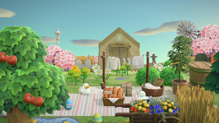 A screenshot of Pondsettia, Shamely's duck-core island