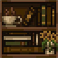 Coffee and flowers bookshelve