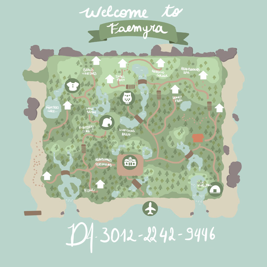 A map of Faemyra - a forestcore island completed in 30 days without online services - DA-3012-2242-9446